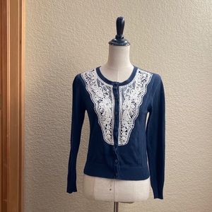 Lace & navy button up cardigan